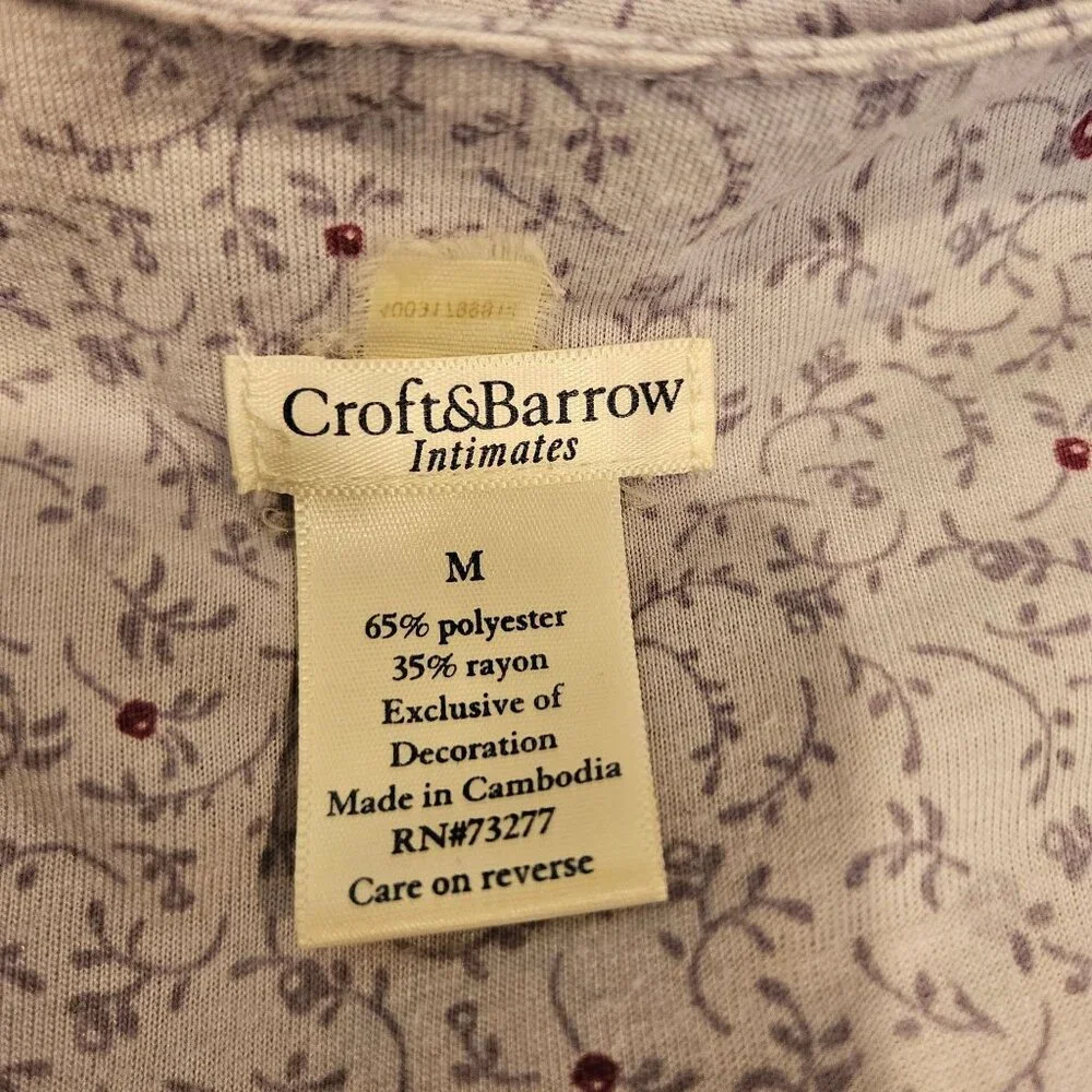 Croft & Barrow granny Nightgown Womens M  Lace Floral gather button jersey retro - Picture 11 of 13